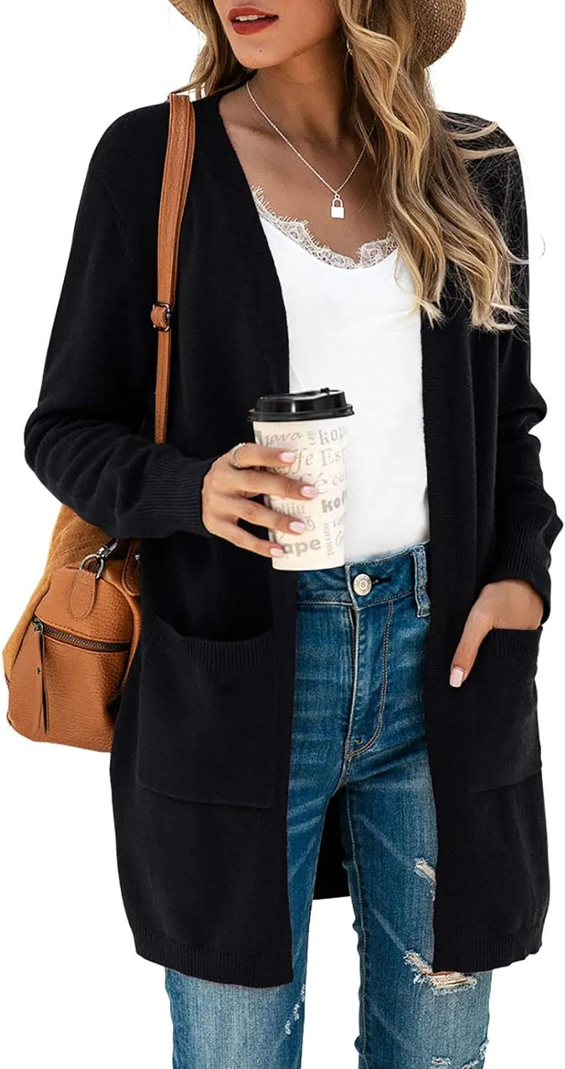 TASAMO Womens Color Block Striped Draped Kimono Cardigan Long Sleeve Open Front Casual Knit Sweaters Coat Soft Outwear