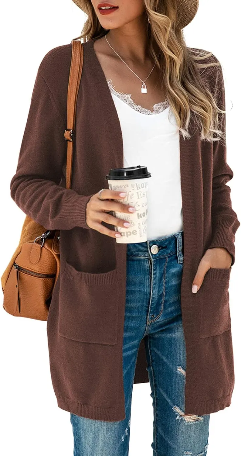 TASAMO Womens Color Block Striped Draped Kimono Cardigan Long Sleeve Open Front Casual Knit Sweaters Coat Soft Outwear