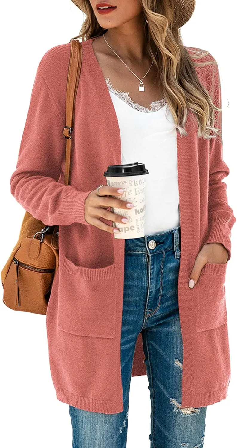 TASAMO Womens Color Block Striped Draped Kimono Cardigan Long Sleeve Open Front Casual Knit Sweaters Coat Soft Outwear