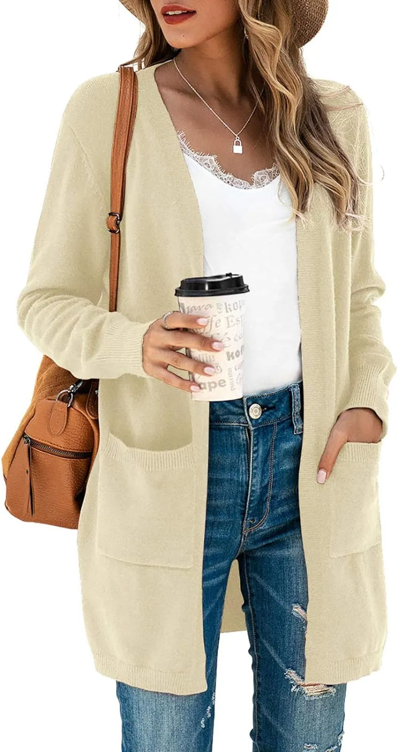 TASAMO Womens Color Block Striped Draped Kimono Cardigan Long Sleeve Open Front Casual Knit Sweaters Coat Soft Outwear