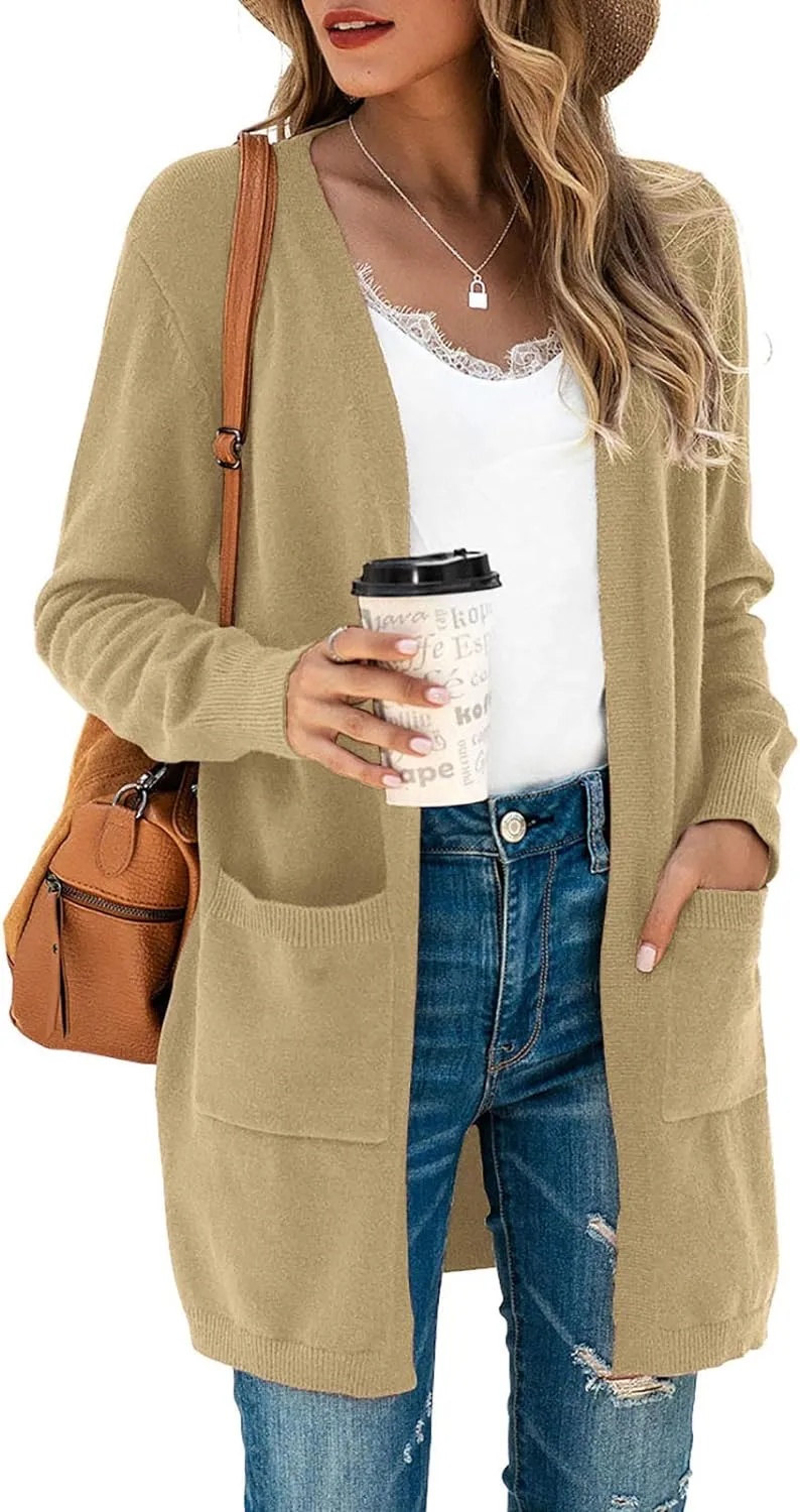 TASAMO Womens Color Block Striped Draped Kimono Cardigan Long Sleeve Open Front Casual Knit Sweaters Coat Soft Outwear
