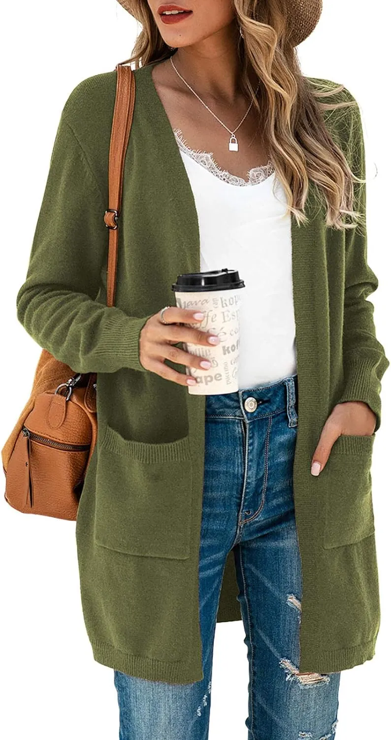 TASAMO Womens Color Block Striped Draped Kimono Cardigan Long Sleeve Open Front Casual Knit Sweaters Coat Soft Outwear
