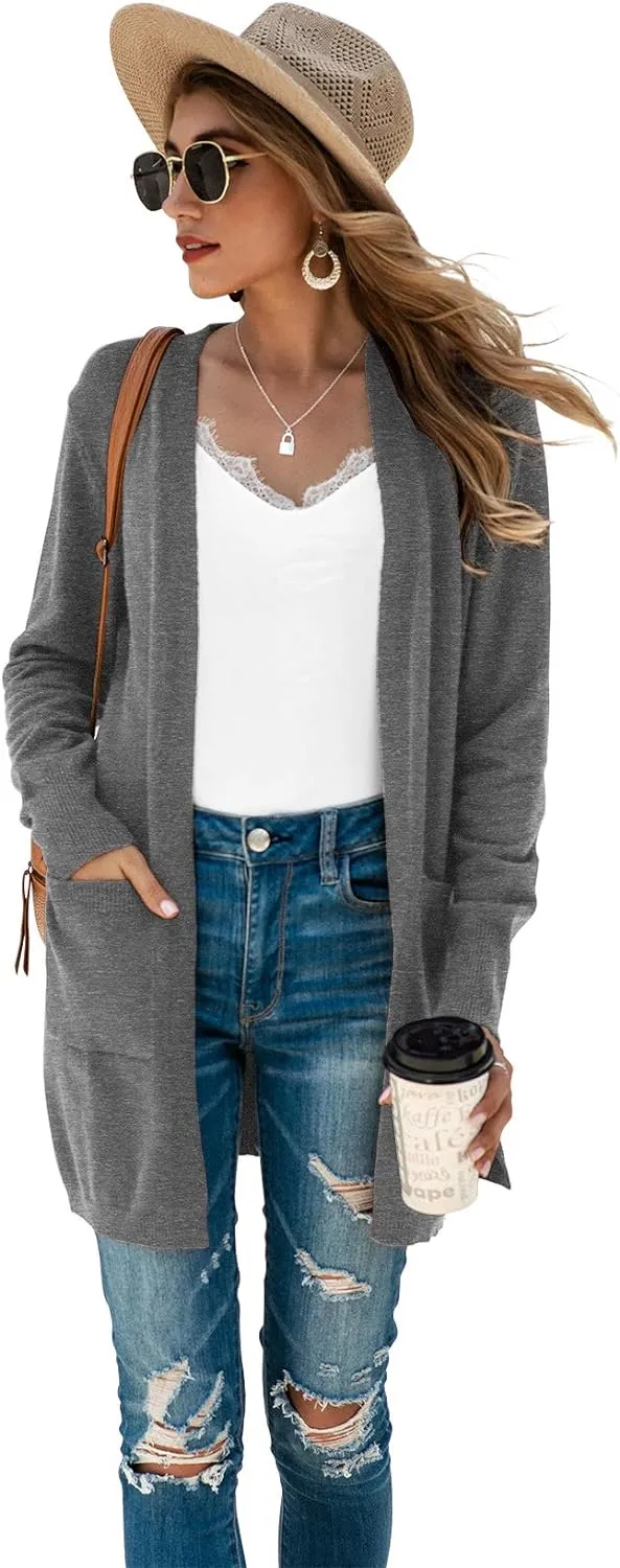 TASAMO Womens Color Block Striped Draped Kimono Cardigan Long Sleeve Open Front Casual Knit Sweaters Coat Soft Outwear