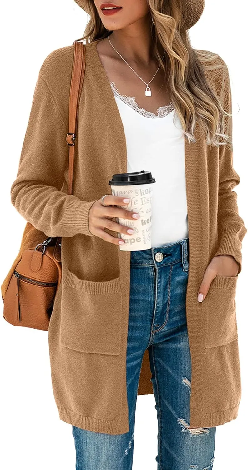 TASAMO Womens Color Block Striped Draped Kimono Cardigan Long Sleeve Open Front Casual Knit Sweaters Coat Soft Outwear