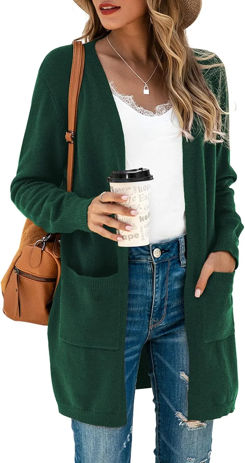 TASAMO Womens Color Block Striped Draped Kimono Cardigan Long Sleeve Open Front Casual Knit Sweaters Coat Soft Outwear