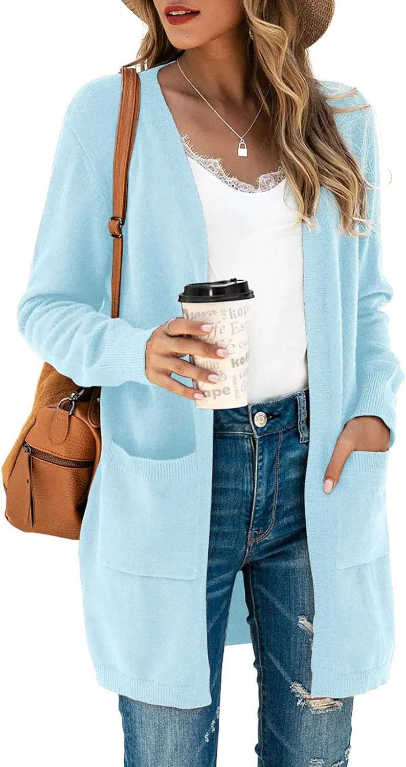 TASAMO Womens Color Block Striped Draped Kimono Cardigan Long Sleeve Open Front Casual Knit Sweaters Coat Soft Outwear