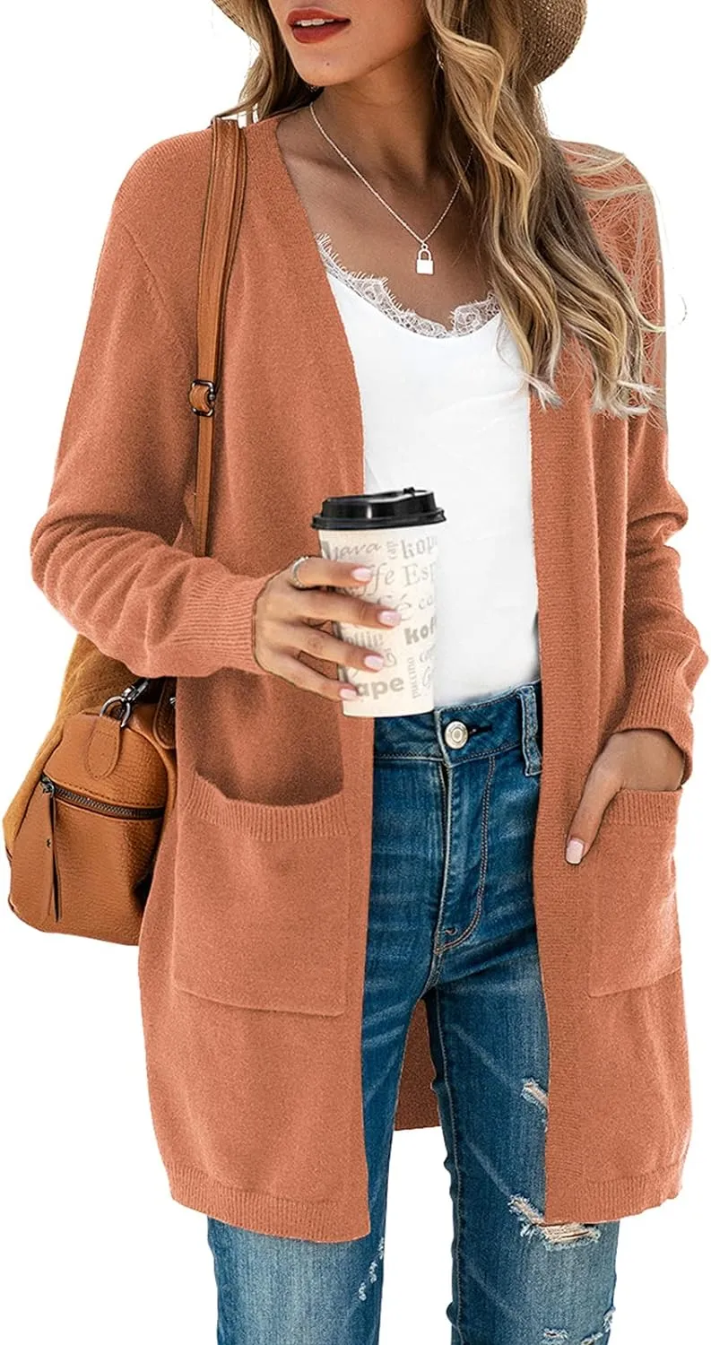 TASAMO Womens Color Block Striped Draped Kimono Cardigan Long Sleeve Open Front Casual Knit Sweaters Coat Soft Outwear