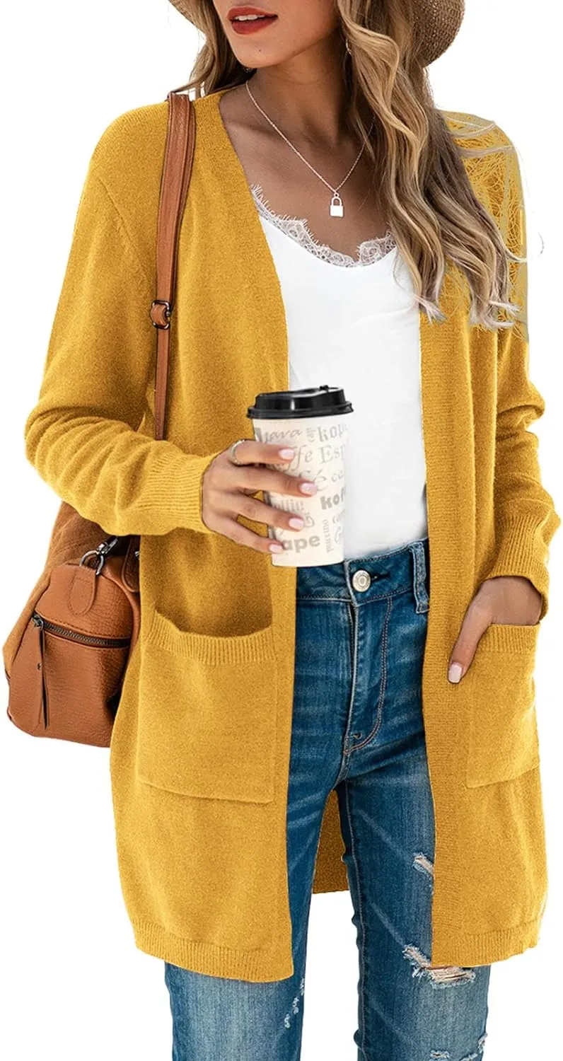 TASAMO Womens Color Block Striped Draped Kimono Cardigan Long Sleeve Open Front Casual Knit Sweaters Coat Soft Outwear