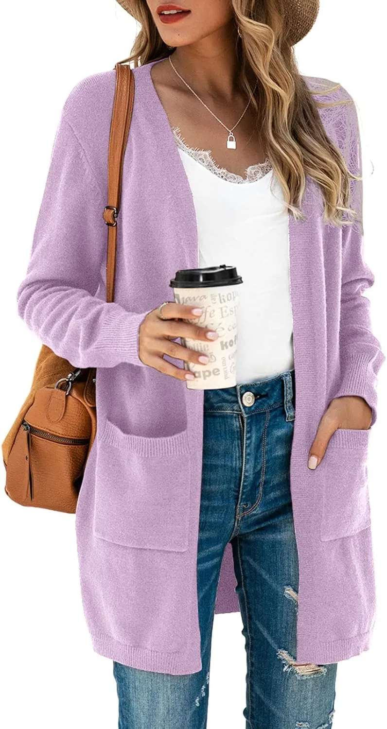 TASAMO Womens Color Block Striped Draped Kimono Cardigan Long Sleeve Open Front Casual Knit Sweaters Coat Soft Outwear