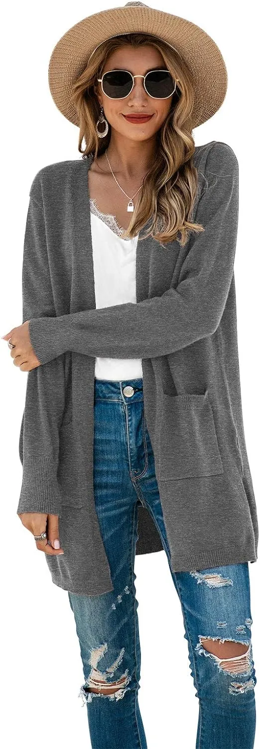 TASAMO Womens Color Block Striped Draped Kimono Cardigan Long Sleeve Open Front Casual Knit Sweaters Coat Soft Outwear