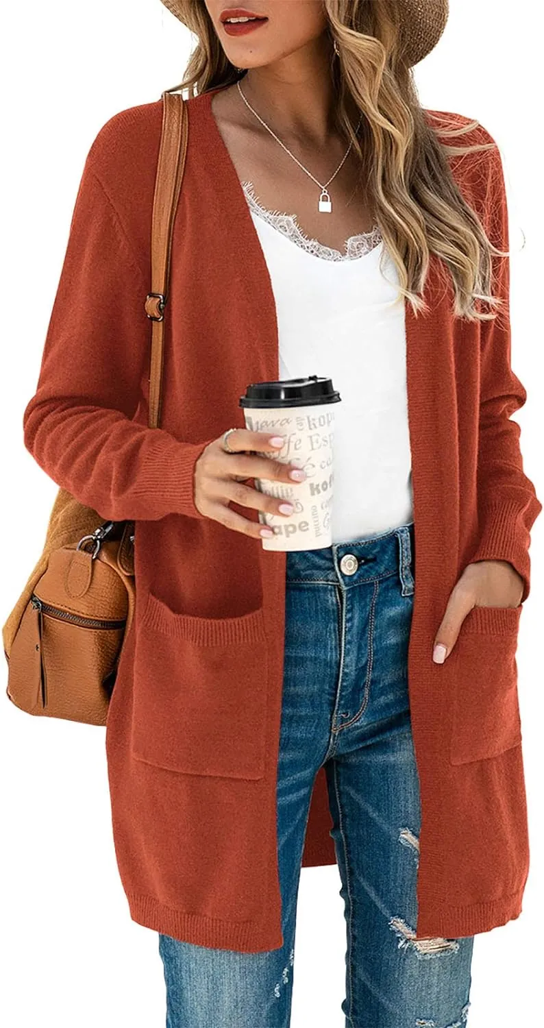 TASAMO Womens Color Block Striped Draped Kimono Cardigan Long Sleeve Open Front Casual Knit Sweaters Coat Soft Outwear