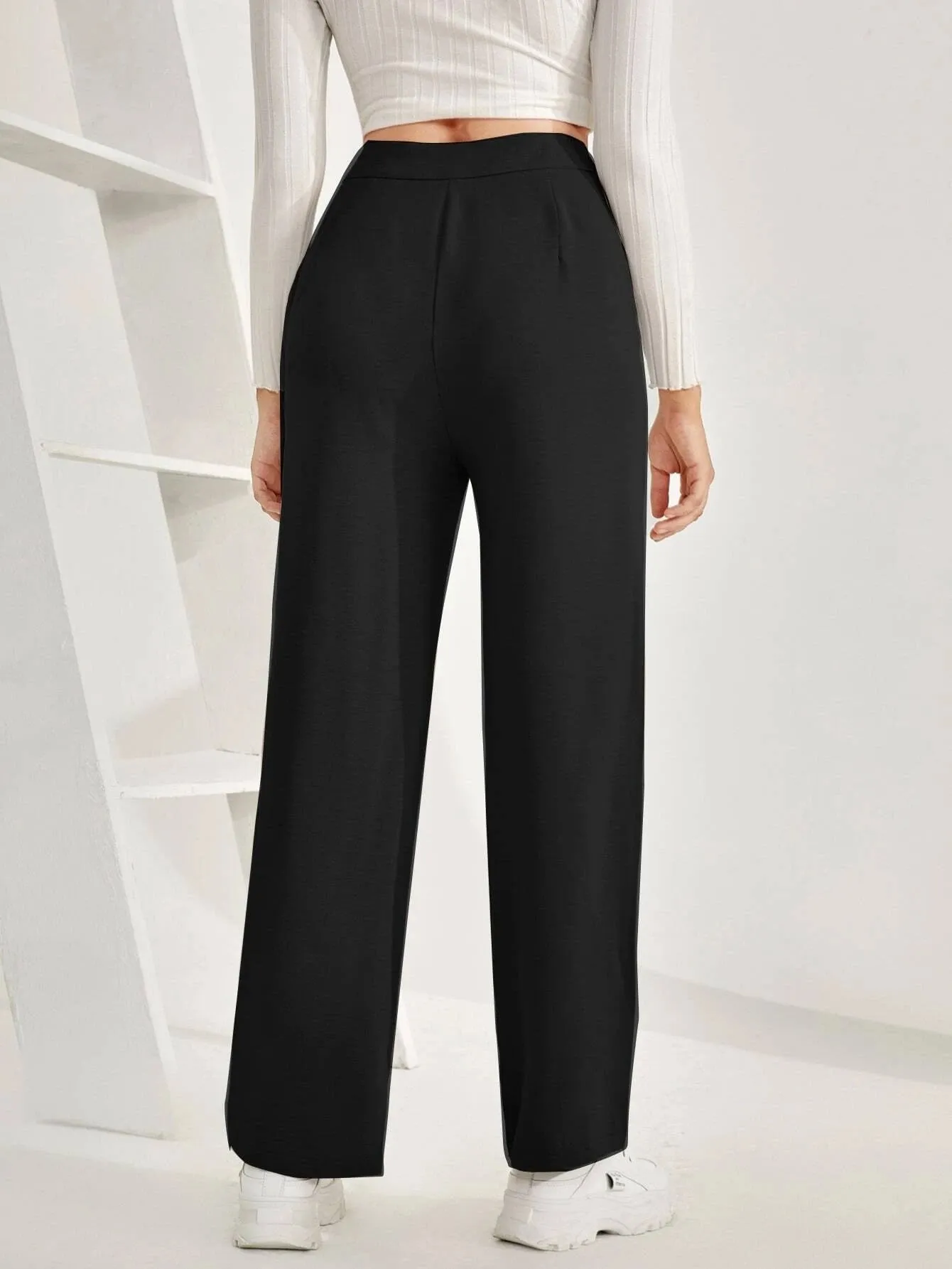 TextureElegance High Rise Casual Trousers