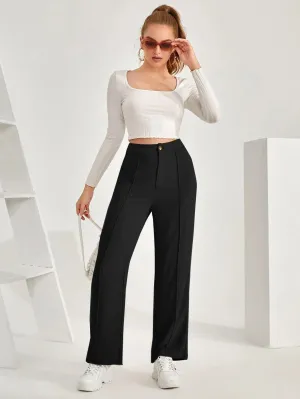 TextureElegance High Rise Casual Trousers