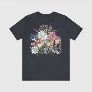 Unisex Vintage Floral Jersey Short Sleeve Tee