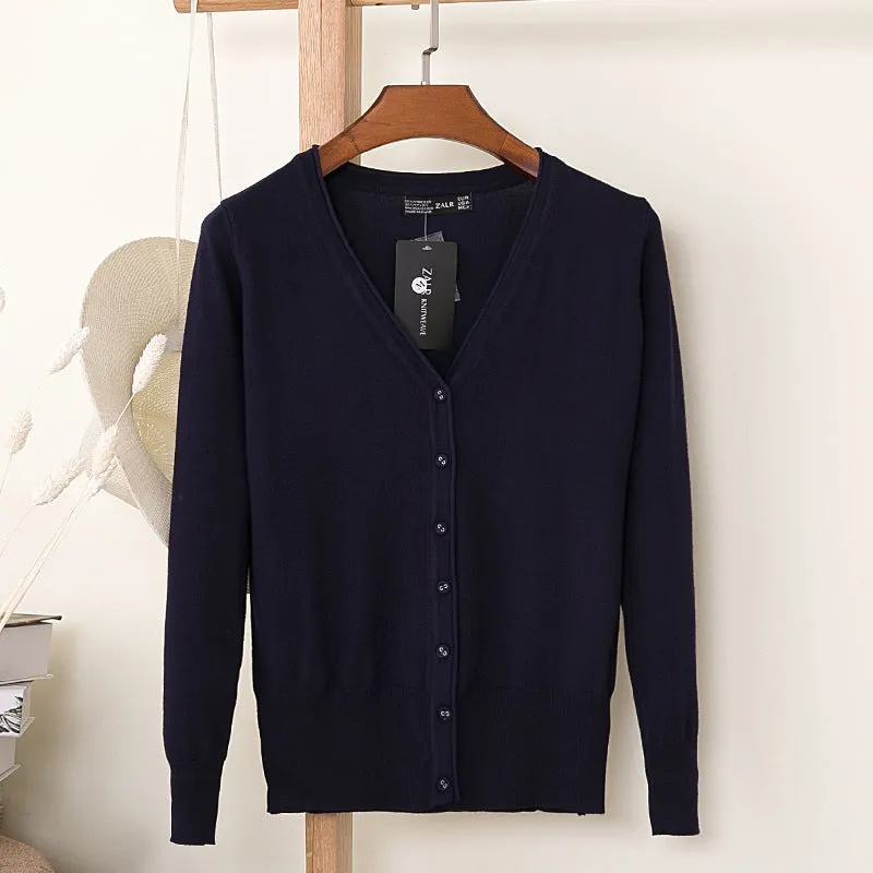 VenusFox Autumn Women Knitted Cardigan with buttons