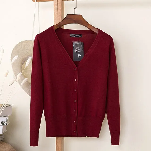 VenusFox Autumn Women Knitted Cardigan with buttons