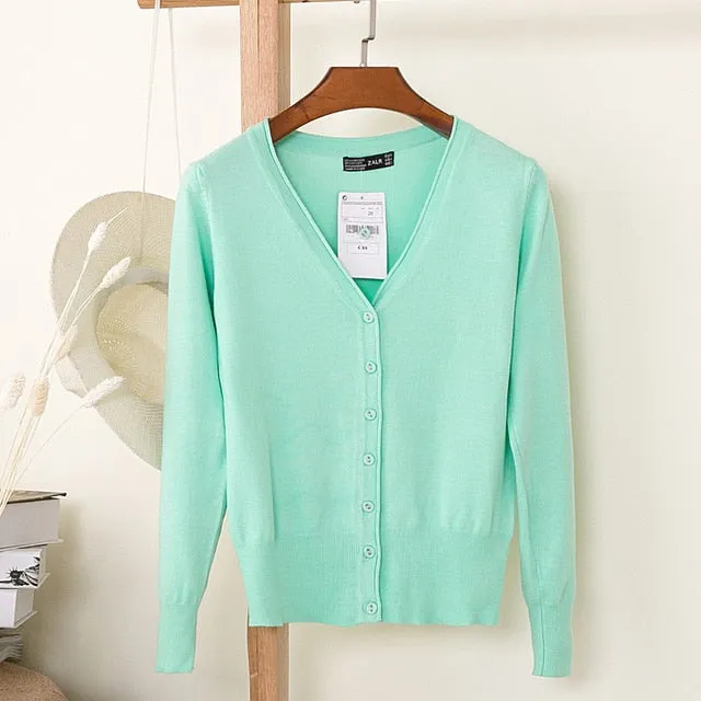 VenusFox Autumn Women Knitted Cardigan with buttons