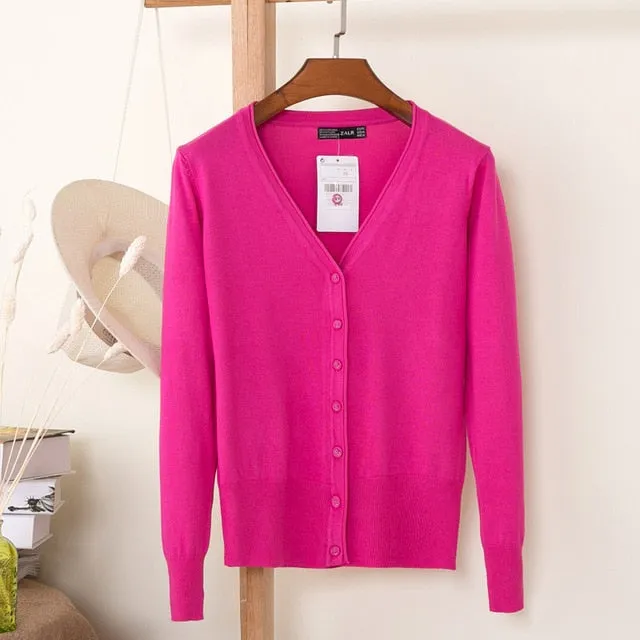 VenusFox Autumn Women Knitted Cardigan with buttons