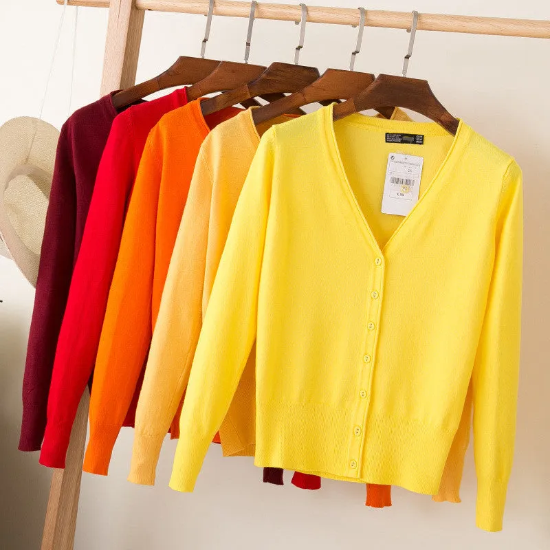VenusFox Autumn Women Knitted Cardigan with buttons