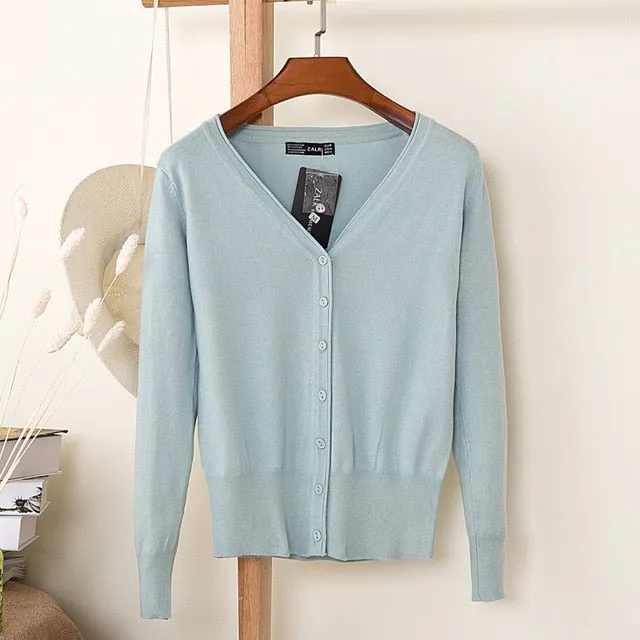 VenusFox Autumn Women Knitted Cardigan with buttons