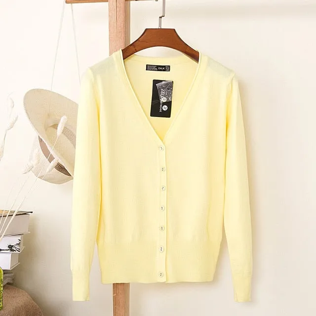 VenusFox Autumn Women Knitted Cardigan with buttons