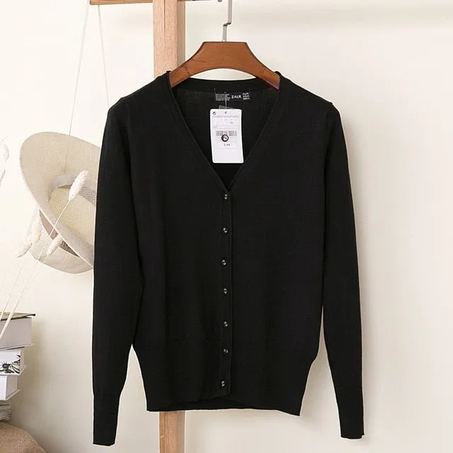 VenusFox Autumn Women Knitted Cardigan with buttons