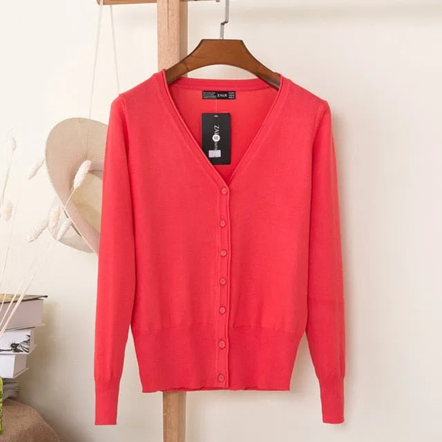 VenusFox Autumn Women Knitted Cardigan with buttons