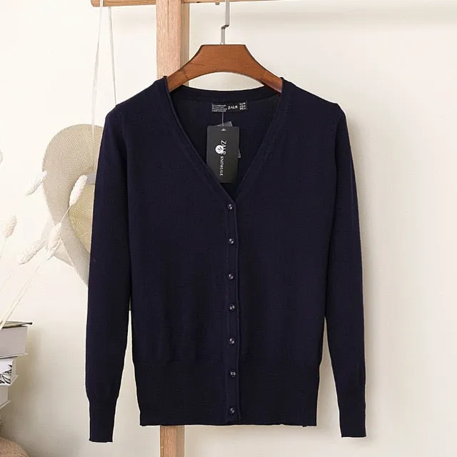 VenusFox Autumn Women Knitted Cardigan with buttons