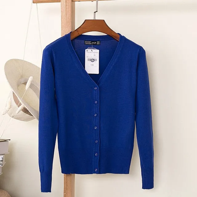 VenusFox Autumn Women Knitted Cardigan with buttons
