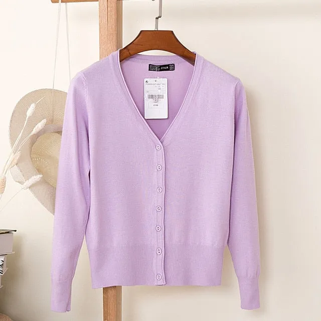 VenusFox Autumn Women Knitted Cardigan with buttons