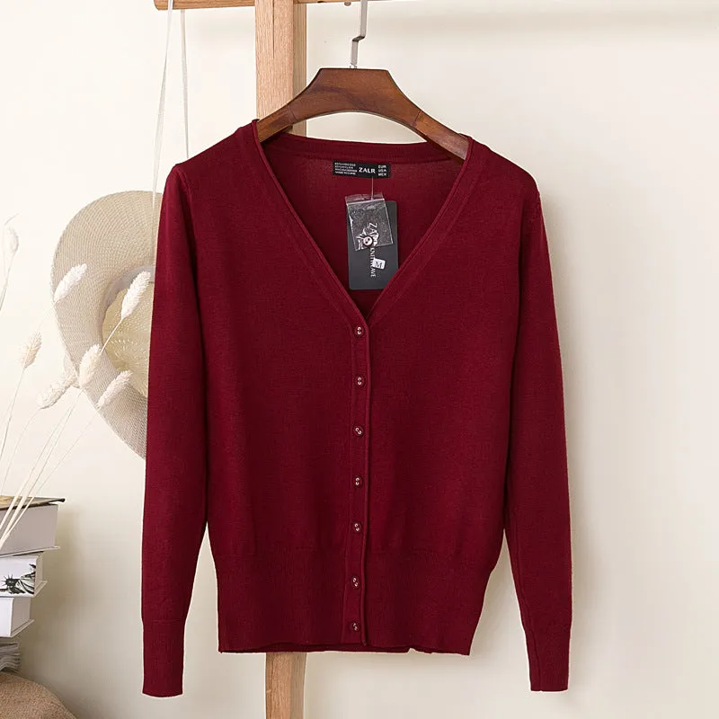 VenusFox Autumn Women Knitted Cardigan with buttons