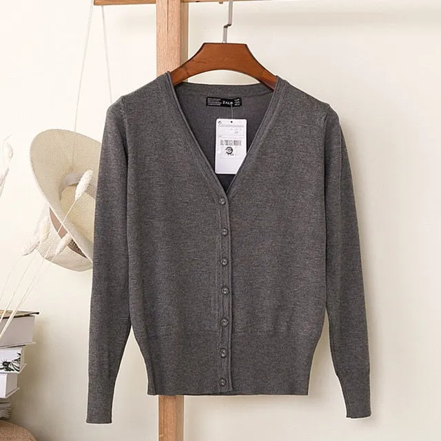VenusFox Autumn Women Knitted Cardigan with buttons