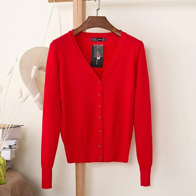 VenusFox Autumn Women Knitted Cardigan with buttons