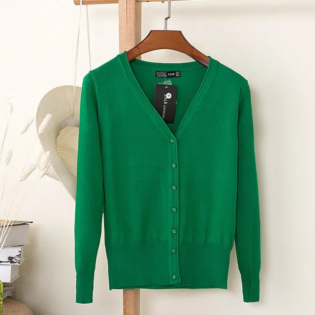 VenusFox Autumn Women Knitted Cardigan with buttons