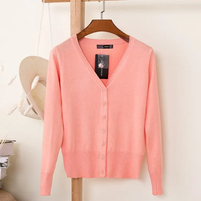 VenusFox Autumn Women Knitted Cardigan with buttons