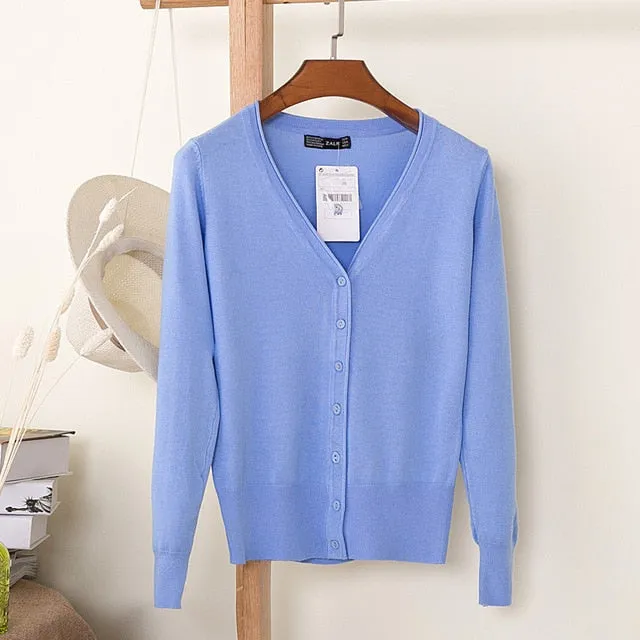 VenusFox Autumn Women Knitted Cardigan with buttons