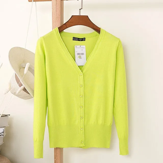 VenusFox Autumn Women Knitted Cardigan with buttons