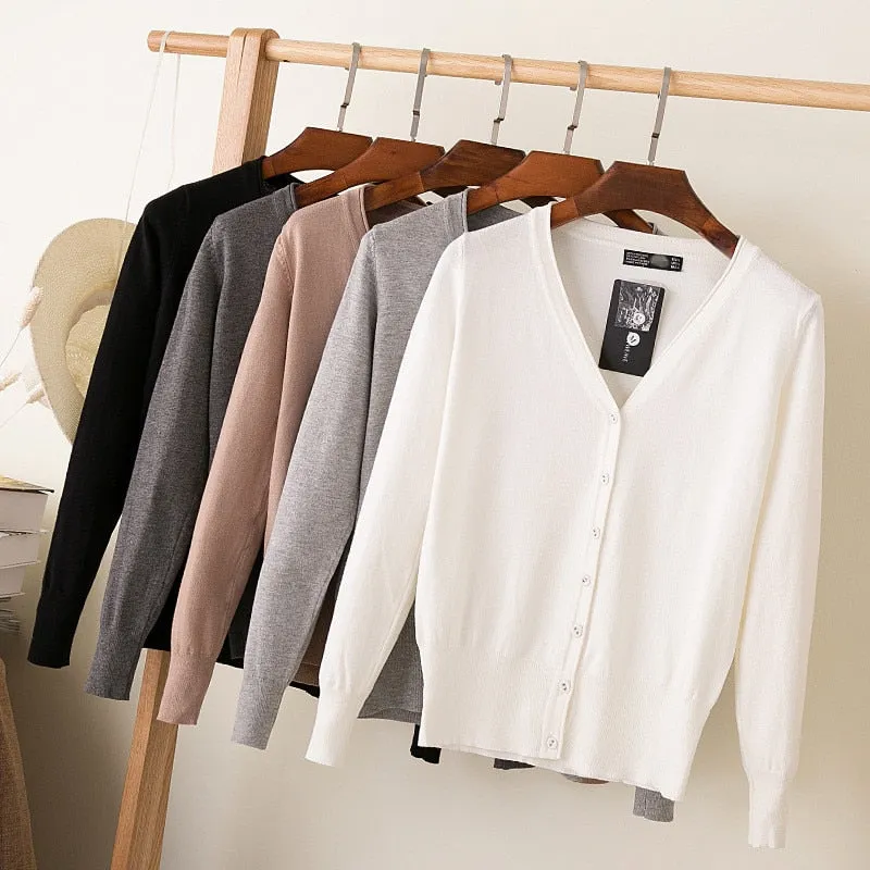 VenusFox Autumn Women Knitted Cardigan with buttons