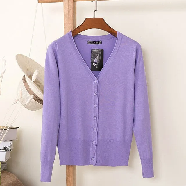 VenusFox Autumn Women Knitted Cardigan with buttons