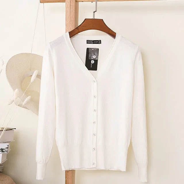 VenusFox Autumn Women Knitted Cardigan with buttons