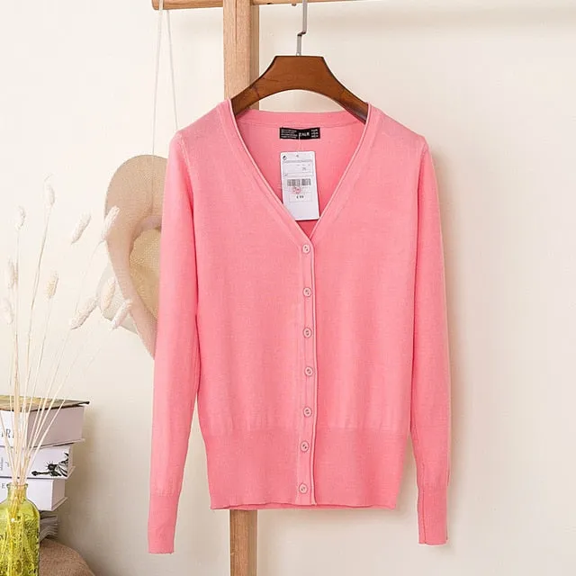 VenusFox Autumn Women Knitted Cardigan with buttons