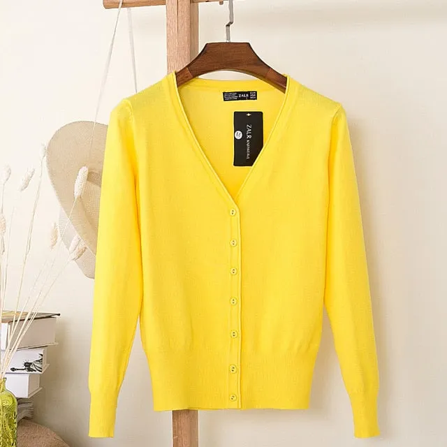 VenusFox Autumn Women Knitted Cardigan with buttons