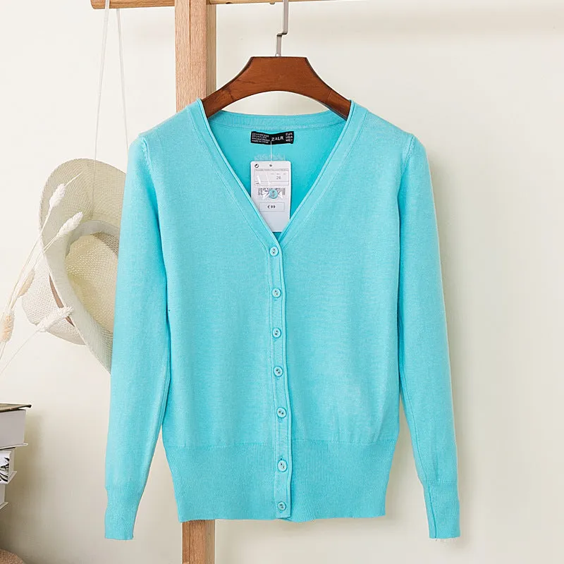 VenusFox Autumn Women Knitted Cardigan with buttons