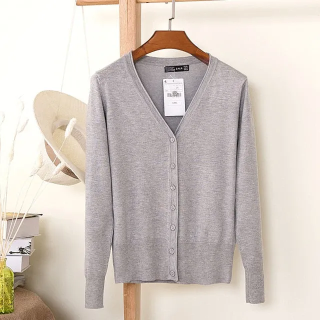 VenusFox Autumn Women Knitted Cardigan with buttons
