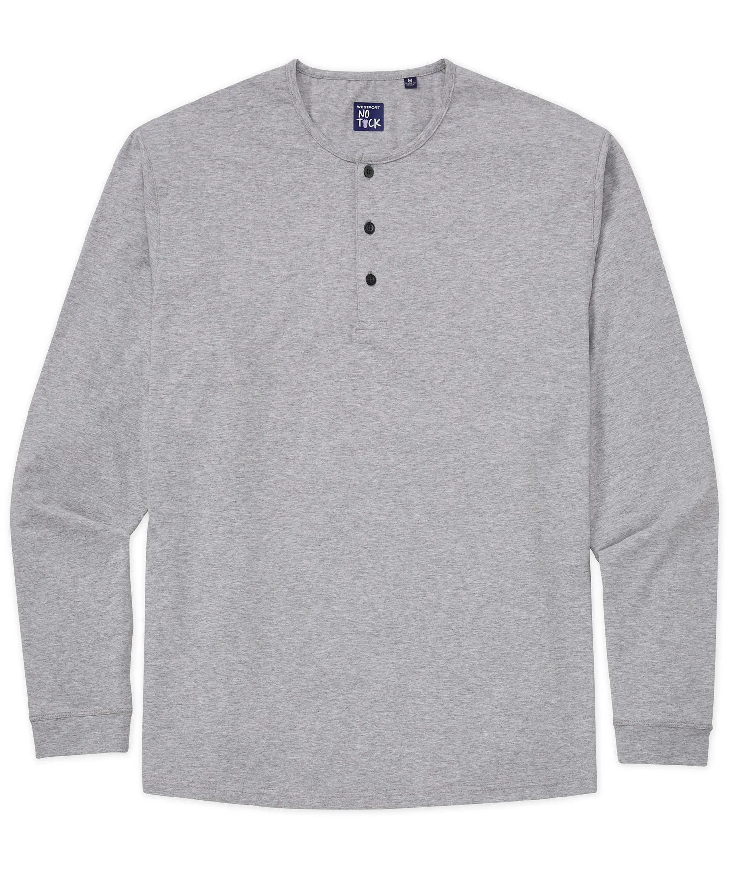 Westport No-Tuck Long Sleeve Stretch Cotton Crew Neck Henley