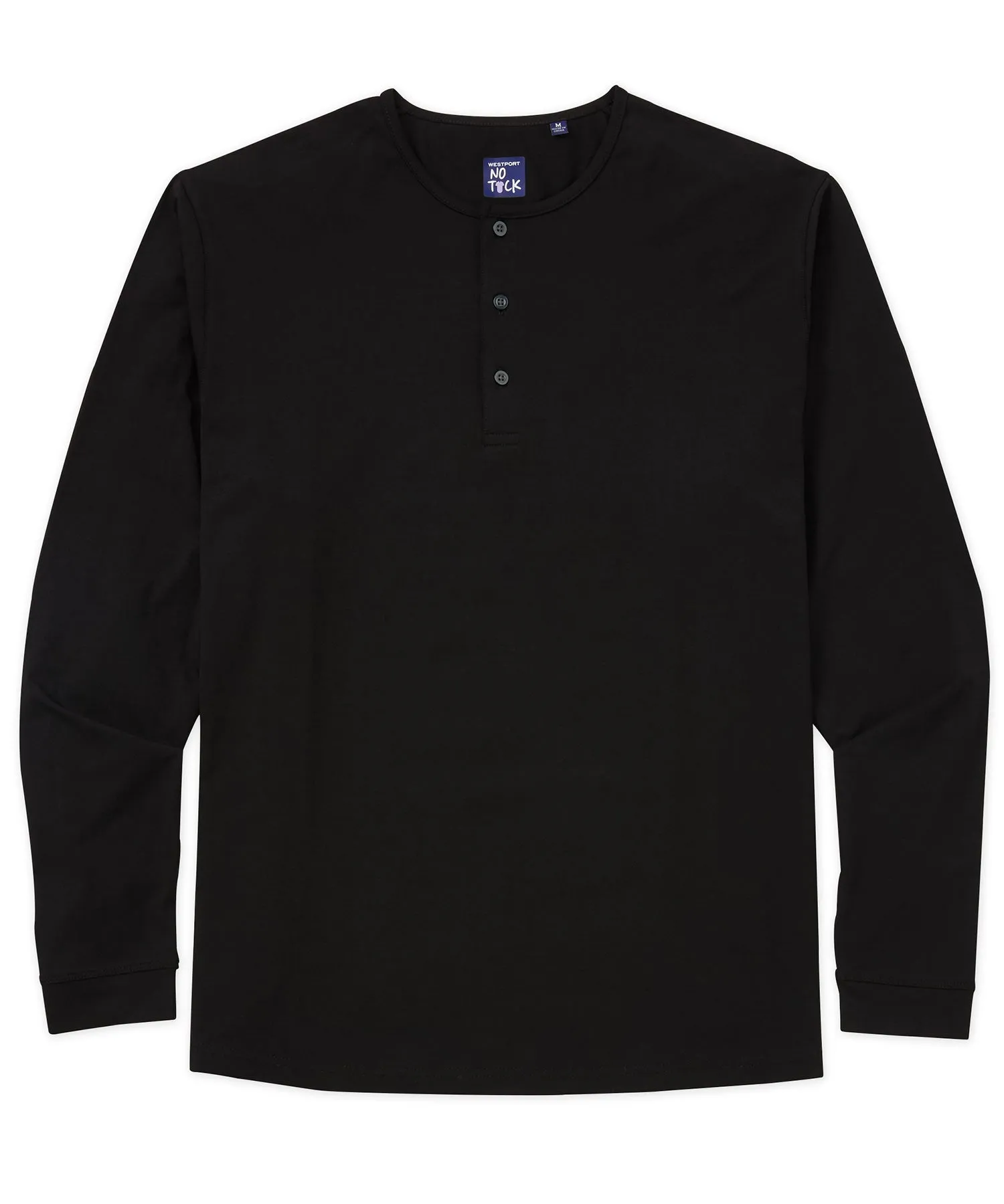 Westport No-Tuck Long Sleeve Stretch Cotton Crew Neck Henley