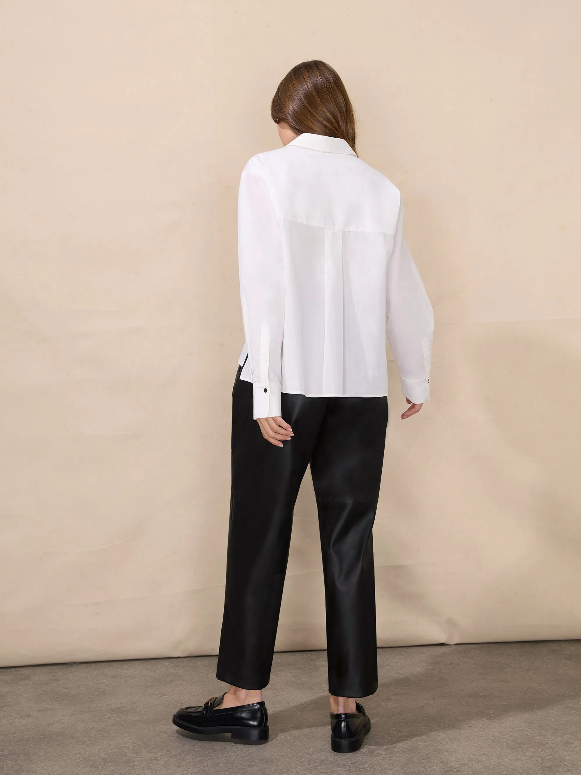 White Pocket Detail Cotton Shirt