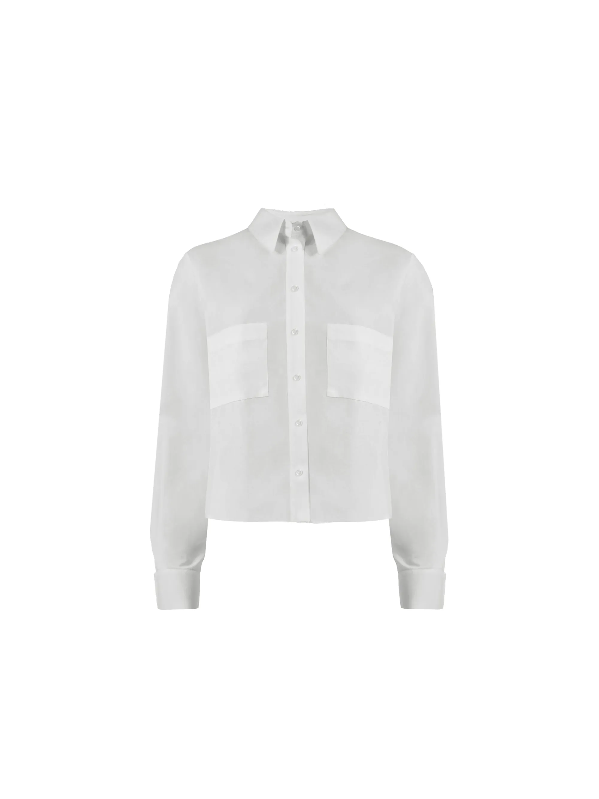 White Pocket Detail Cotton Shirt