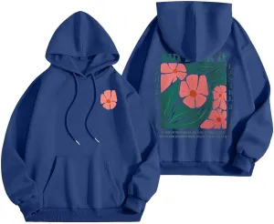 Women's Floral Print Hoodie Oversized Fashion Hooded Sweatshirts Long Sleeve Y2K Hoodies Pullovers with Pockets