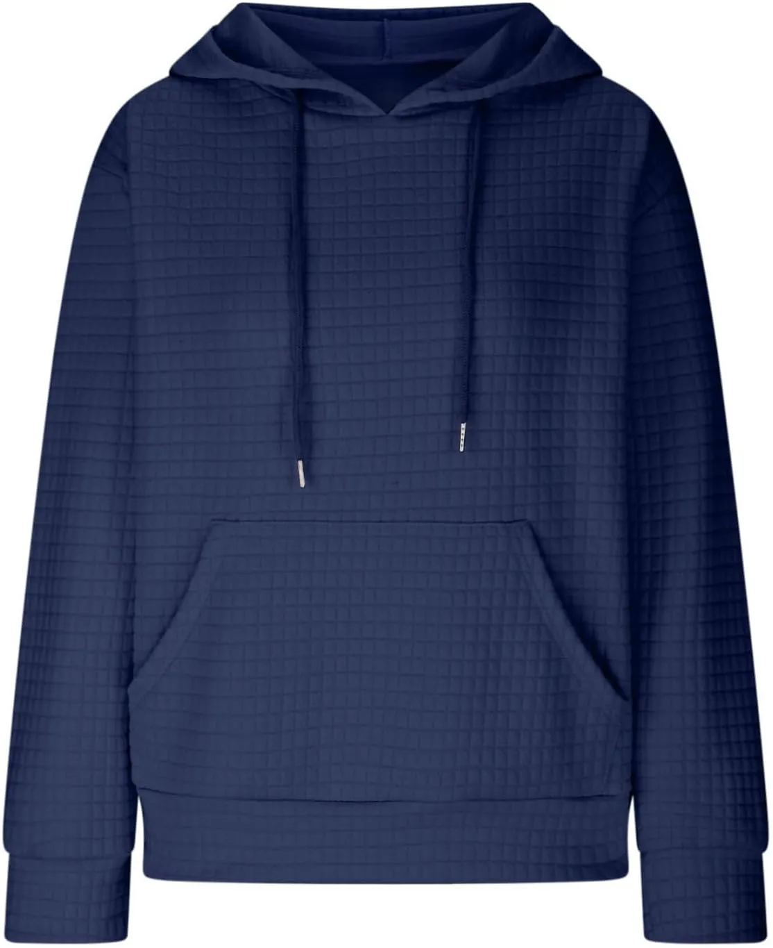 Womens Hoodies Casual Long Sleeve Drawstring Waffle Pullover Tops Loose Hooded Sweatshirt with Pocket
